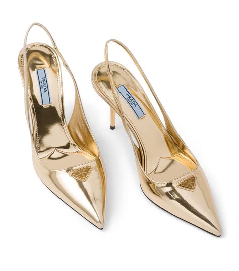 prada milano stack slingback metallic court shoe|prada shoes with heels.